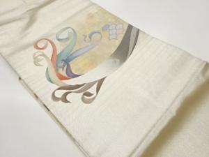 作家物　抽象リボンに青海波模様織出し名古屋帯